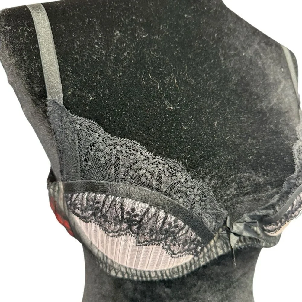 Agent Provocateur Black Pink Lace Bra 36C Knickers Forever Elegant